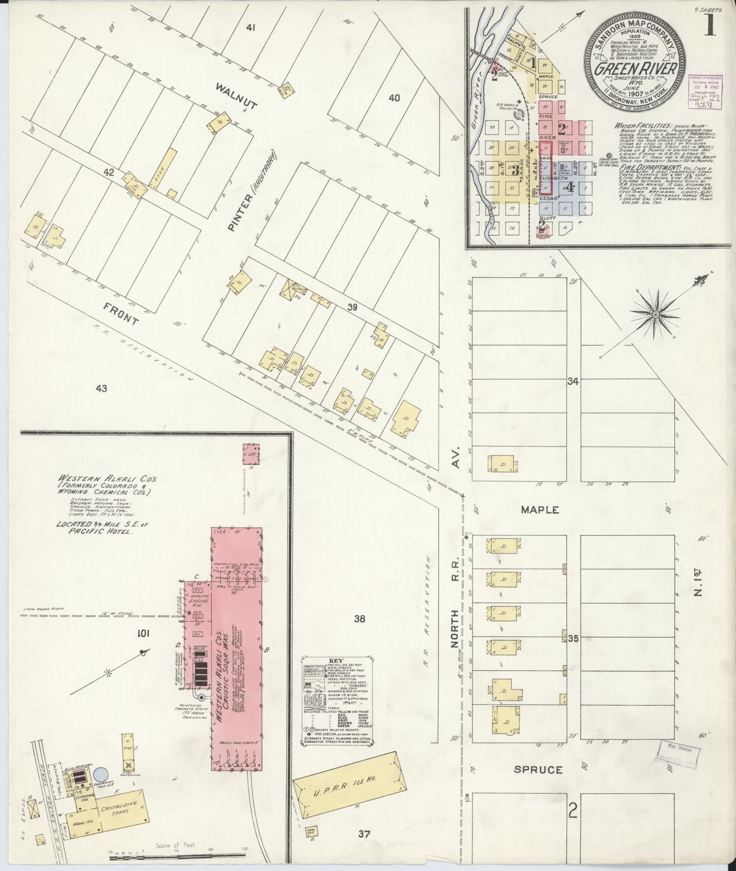 Sanborn Fire Insurance Map from Green River, Sweetwater County, Wyoming. (1907) – Historic Sanborn Fire Insurance Map Print