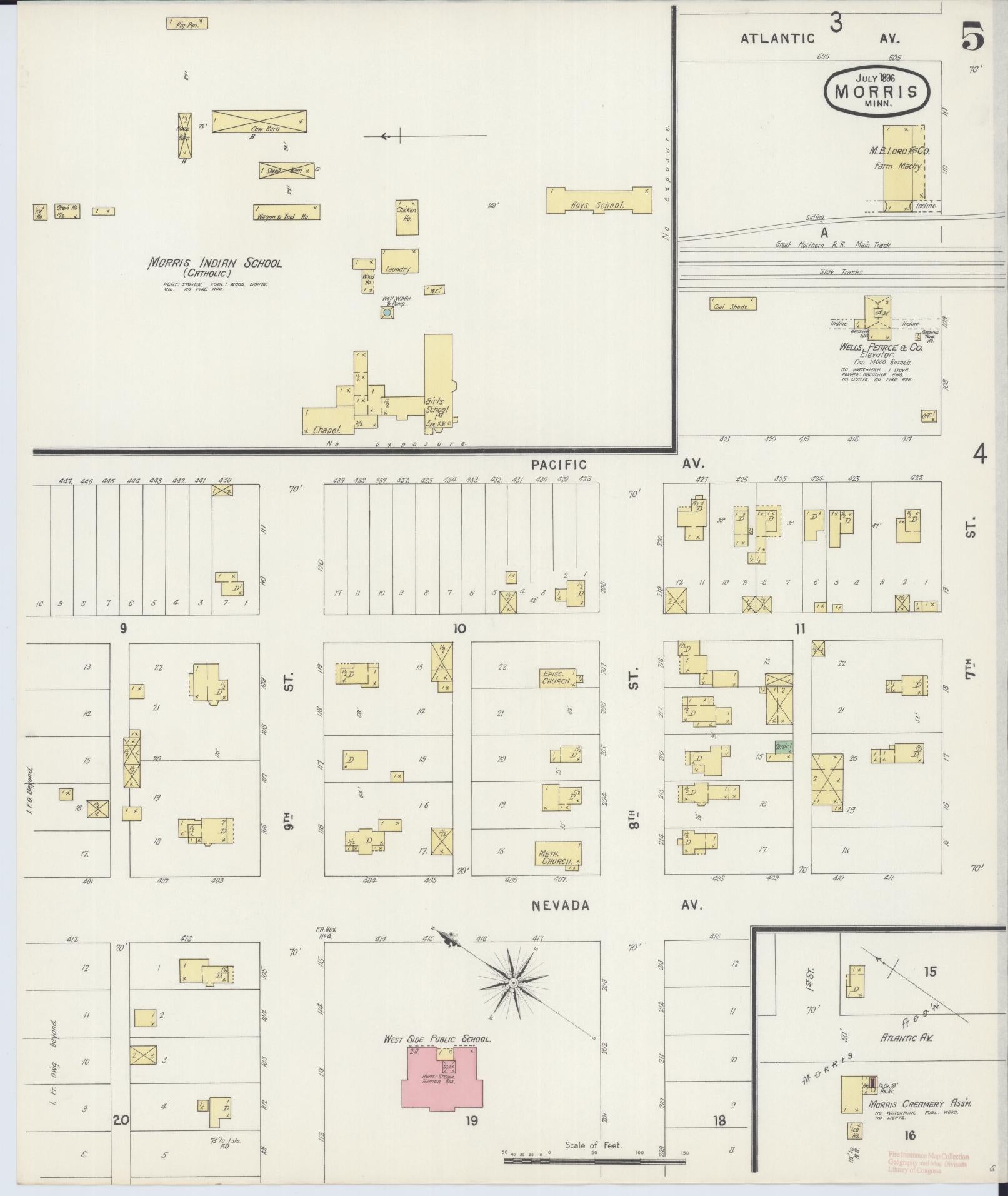 Sanborn Fire Insurance Map from Morris, Stevens County, Minnesota (1896), Sheet #0005 - Historic Sanborn Fire Insurance Map Print, vintage old map wall art, antique decor, genealogy gift, Minnesota Minnesota map