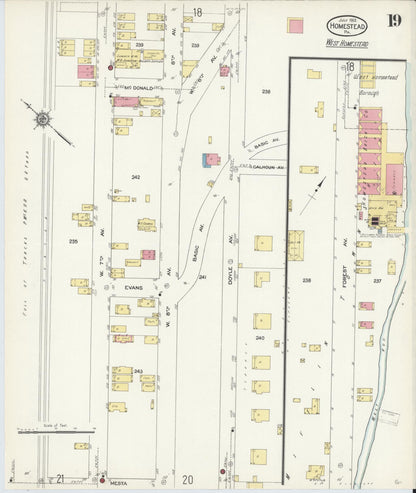 Sanborn Fire Insurance Map from Homestead, Allegheny County, Pennsylvania (1913), Sheet #0019 - Complete Map Set gallery image, historic Sanborn map, vintage wall art, Pennsylvania Pennsylvania