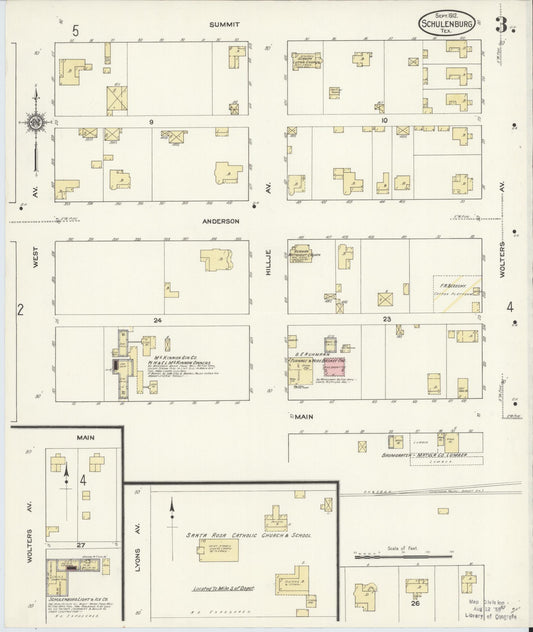 Sanborn Fire Insurance Map from Schulenburg, Fayette County, Texas (1912), Sheet #0003 - Historic Sanborn Fire Insurance Map Print, vintage old map wall art, antique decor, genealogy gift, Texas Texas map