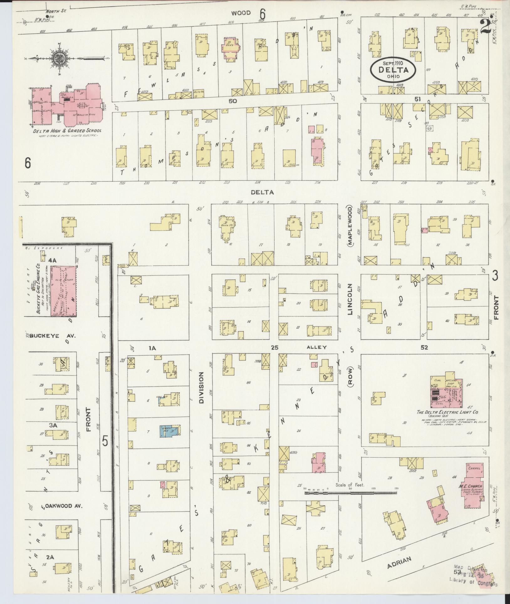 Sanborn Fire Insurance Map from Delta, Fulton County, Ohio (1905), Sheet #0006 - Complete Map Set gallery image, historic Sanborn map, vintage wall art, Ohio Ohio