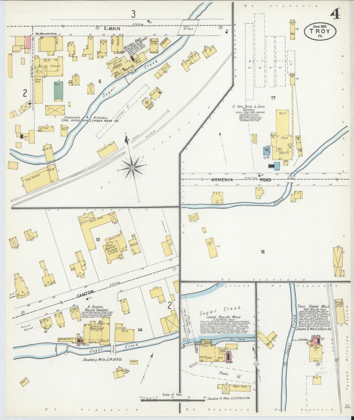 Sanborn Fire Insurance Map from Troy, Bradford County, Pennsylvania (1903), Sheet #0004 - Complete Map Set gallery image, historic Sanborn map, vintage wall art, Pennsylvania Pennsylvania