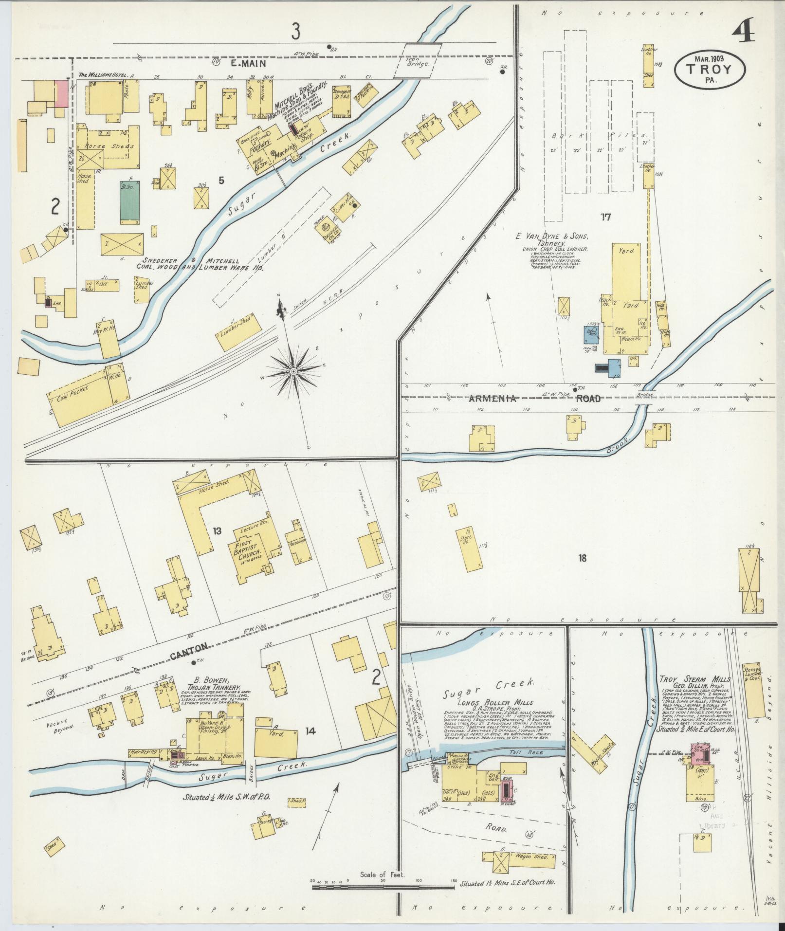Sanborn Fire Insurance Map from Troy, Bradford County, Pennsylvania (1903), Sheet #0004 - Complete Map Set gallery image, historic Sanborn map, vintage wall art, Pennsylvania Pennsylvania