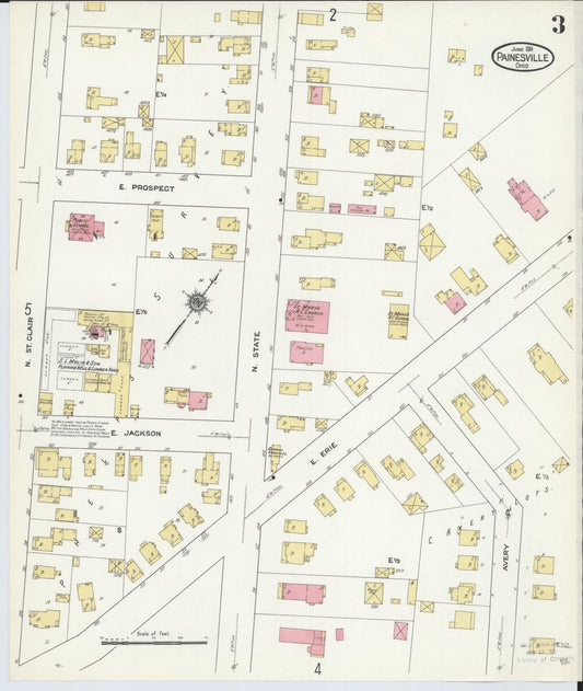 Sanborn Fire Insurance Map from Painesville, Lake County, Ohio (1911), Sheet #0003 - Historic Sanborn Fire Insurance Map Print, vintage old map wall art, antique decor, genealogy gift, Ohio Ohio map