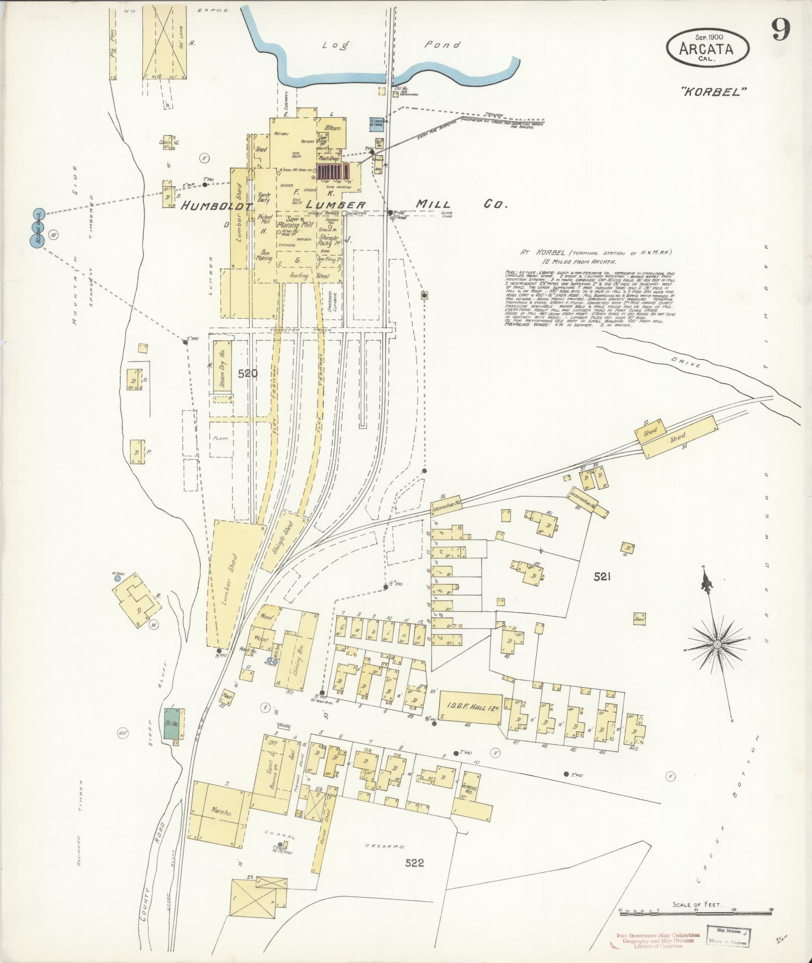 Sanborn Fire Insurance Map from Arcata, Humboldt County, California (1900), Sheet #0009 - Historic Sanborn Fire Insurance Map Print, vintage old map wall art, antique decor, genealogy gift, California California map