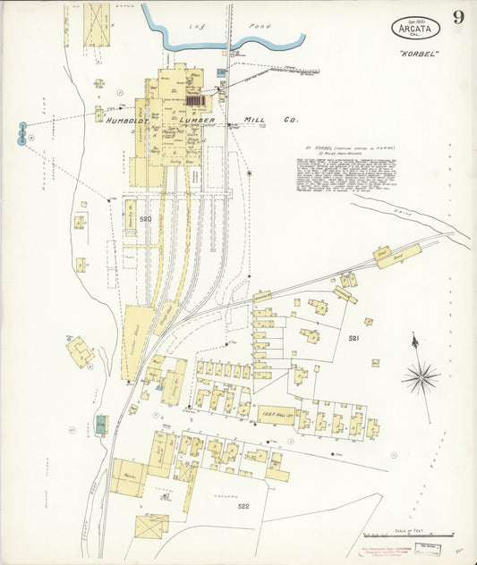 Sanborn Fire Insurance Map from Arcata, Humboldt County, California (1900), Sheet #0009 - Historic Sanborn Fire Insurance Map Print, vintage old map wall art, antique decor, genealogy gift, California California map