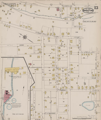 Sanborn Fire Insurance Map from Morristown, Hamblen County, Tennessee (1922), Sheet #0013 - Complete Map Set gallery image, historic Sanborn map, vintage wall art, Tennessee Tennessee