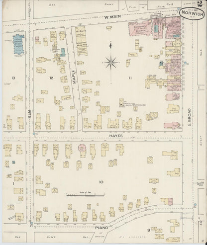 Sanborn Fire Insurance Map from Norwich, Chenango County, New York (1887), Sheet #0002 - Complete Map Set gallery image, historic Sanborn map, vintage wall art, New York New York