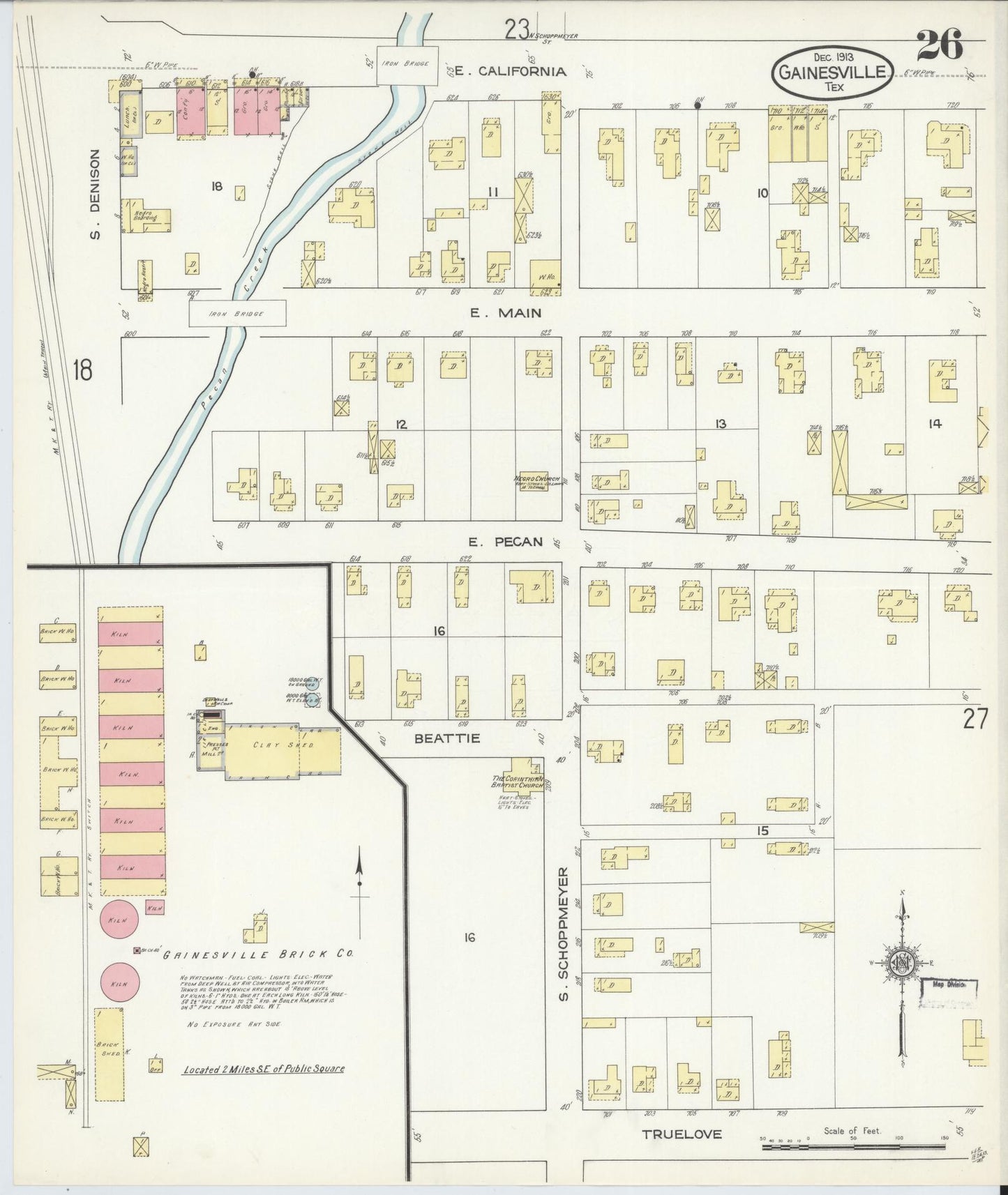 Sanborn Fire Insurance Map from Gainesville, Cooke County, Texas (1913), Sheet #0026 - Complete Map Set gallery image, historic Sanborn map, vintage wall art, Texas Texas