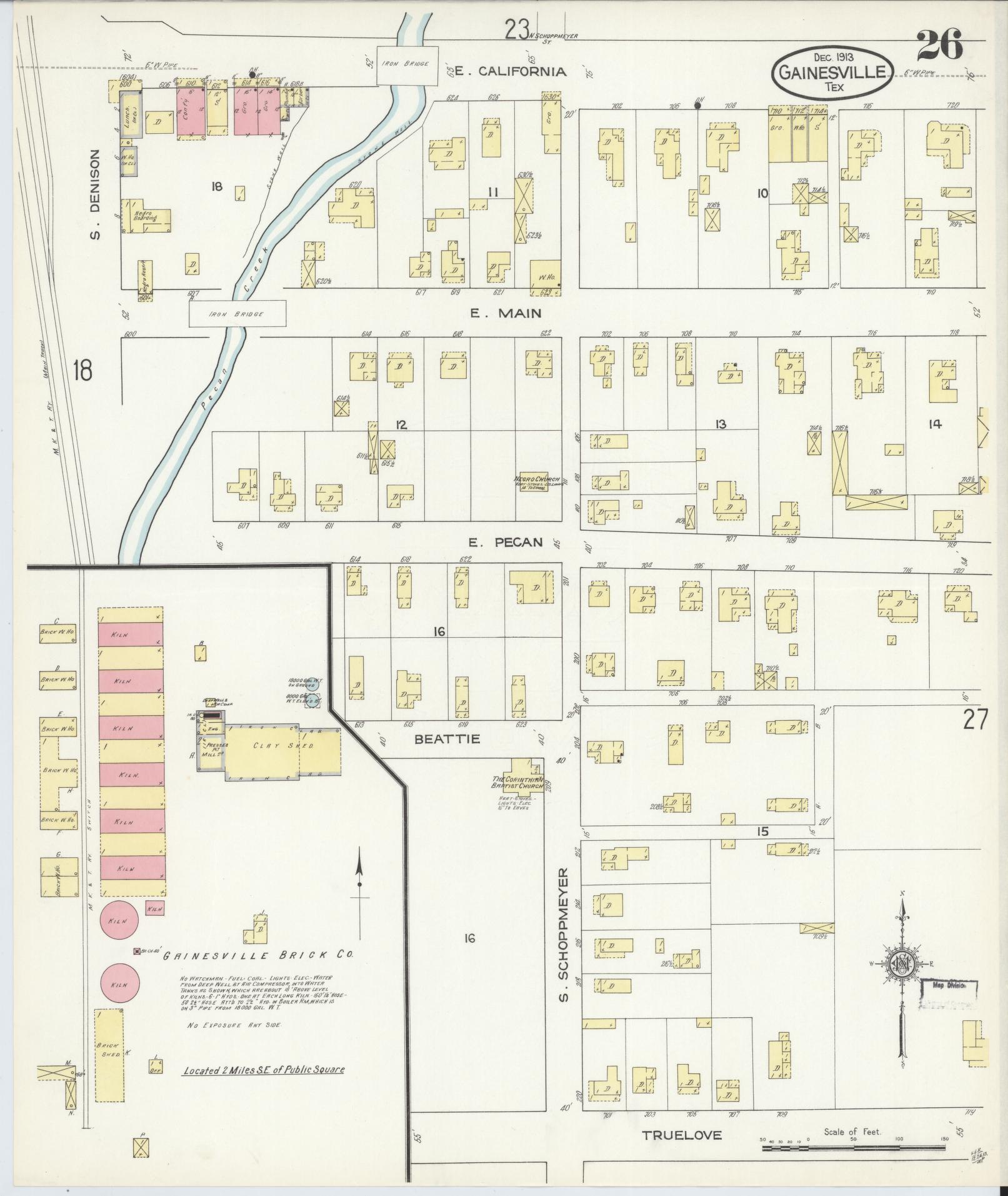 Sanborn Fire Insurance Map from Gainesville, Cooke County, Texas (1913), Sheet #0026 - Complete Map Set gallery image, historic Sanborn map, vintage wall art, Texas Texas