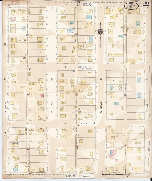 Sanborn Fire Insurance Map from Burley, Cassia County, Idaho (1949), Sheet #0022 - Historic Sanborn Fire Insurance Map Print, vintage old map wall art, antique decor, genealogy gift, Idaho Idaho map