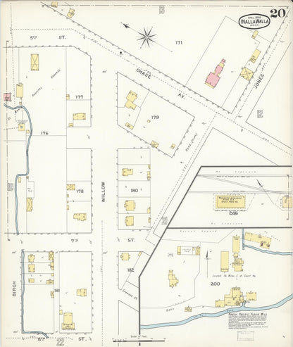 Sanborn Fire Insurance Map from Walla Walla, Walla Walla County, Washington (1894), Sheet #0020 - Complete Map Set gallery image, historic Sanborn map, vintage wall art, Washington Washington
