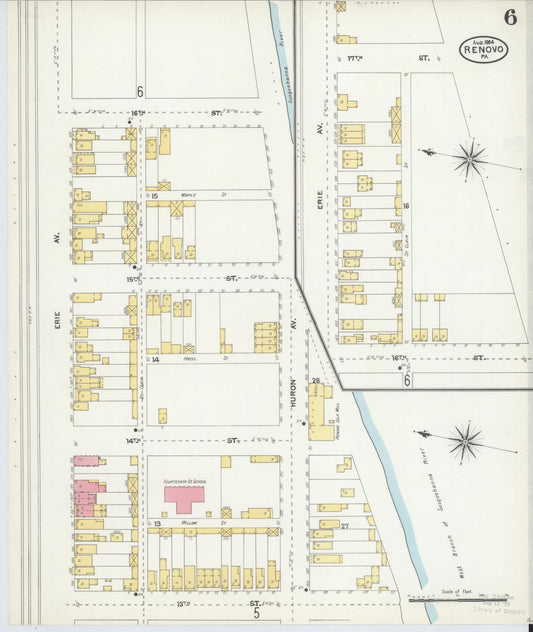 Sanborn Fire Insurance Map from Renovo, Clinton County, Pennsylvania (1904), Sheet #0006 - Historic Sanborn Fire Insurance Map Print, vintage old map wall art, antique decor, genealogy gift, Pennsylvania Pennsylvania map