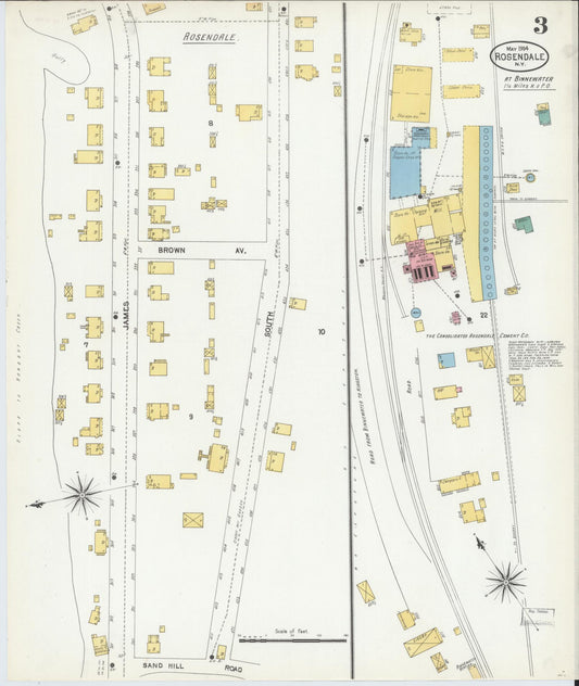 Sanborn Fire Insurance Map from Rosendale, Ulster County, New York (1904), Sheet #0003 - Historic Sanborn Fire Insurance Map Print, vintage old map wall art, antique decor, genealogy gift, New York New York map