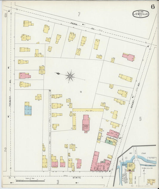 Sanborn Fire Insurance Map from Lowville, Lewis County, New York (1895), Sheet #0006 - Historic Sanborn Fire Insurance Map Print, vintage old map wall art, antique decor, genealogy gift, New York New York map