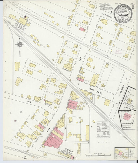 Sanborn Fire Insurance Map from Creston, Wayne County, Ohio (1912), Sheet #0001 - Complete Map Set gallery image, historic Sanborn map, vintage wall art, Ohio Ohio