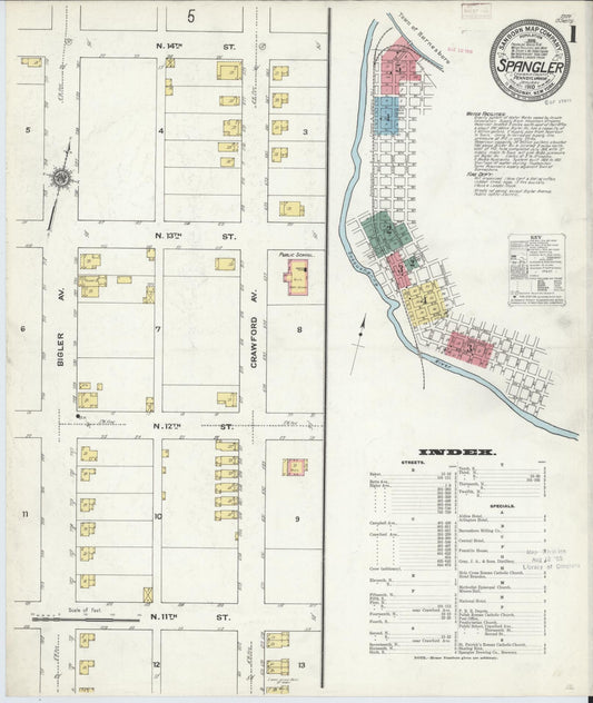 Sanborn Fire Insurance Map from Spangler, Cambria County, Pennsylvania (1910), Sheet #0001 - Complete Map Set gallery image, historic Sanborn map, vintage wall art, Pennsylvania Pennsylvania
