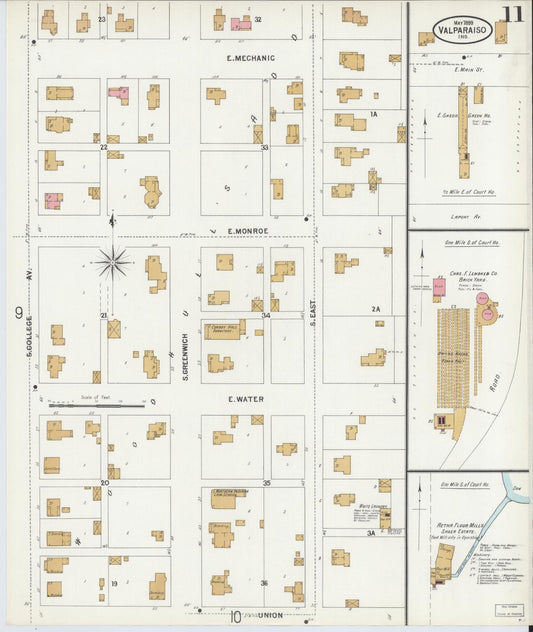 Sanborn Fire Insurance Map from Valparaiso, Porter County, Indiana (1899), Sheet #0011 - Historic Sanborn Fire Insurance Map Print, vintage old map wall art, antique decor, genealogy gift, Indiana Indiana map
