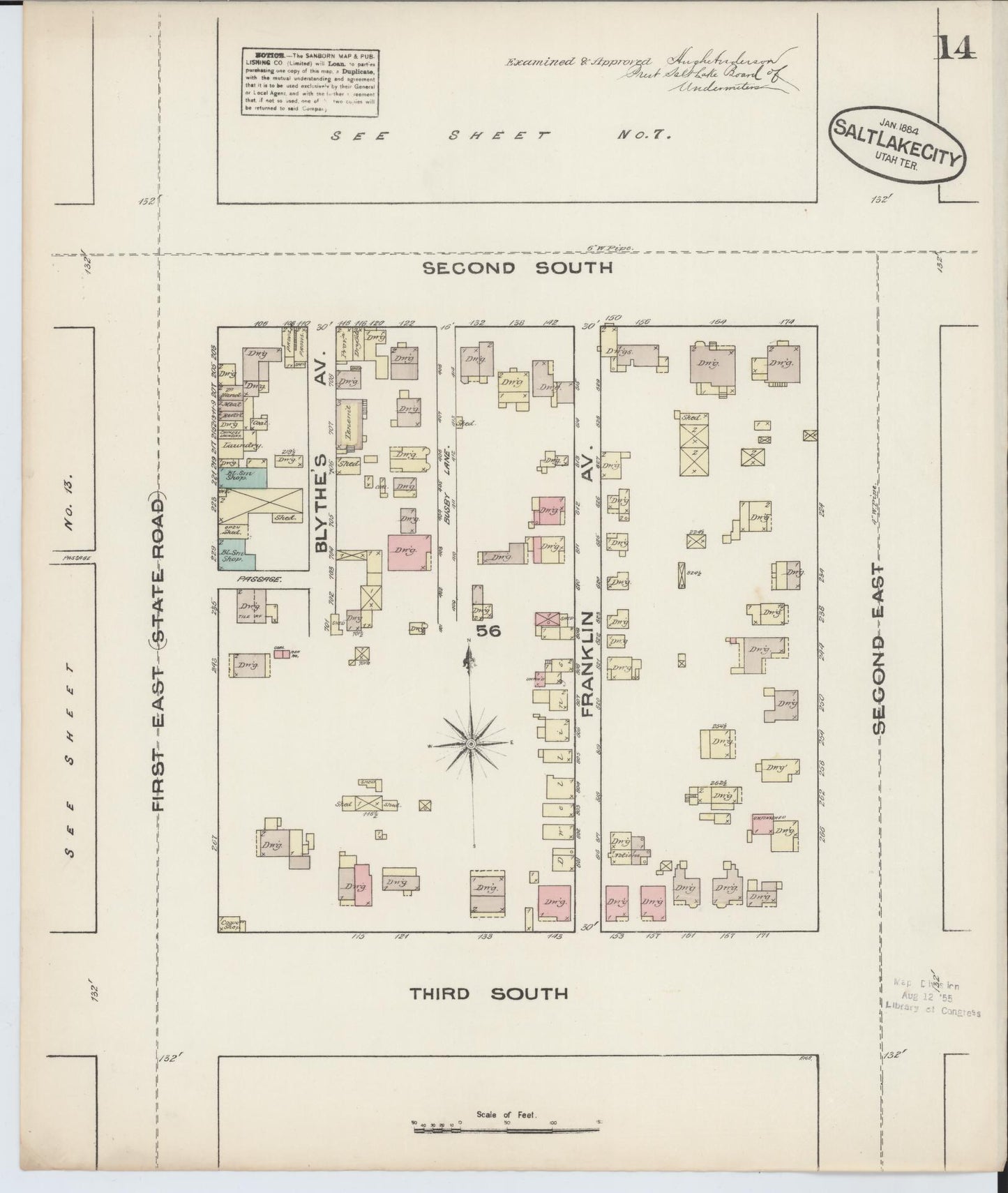 Sanborn Fire Insurance Map from Salt Lake City, Salt Lake County, Utah (1884), Sheet #0014 - Complete Map Set gallery image, historic Sanborn map, vintage wall art, Utah Utah