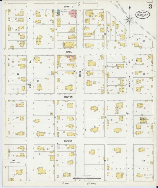 Sanborn Fire Insurance Map from Marissa, Saint Clair County, Illinois (1900), Sheet #0003 - Historic Sanborn Fire Insurance Map Print, vintage old map wall art, antique decor, genealogy gift, Illinois Illinois map