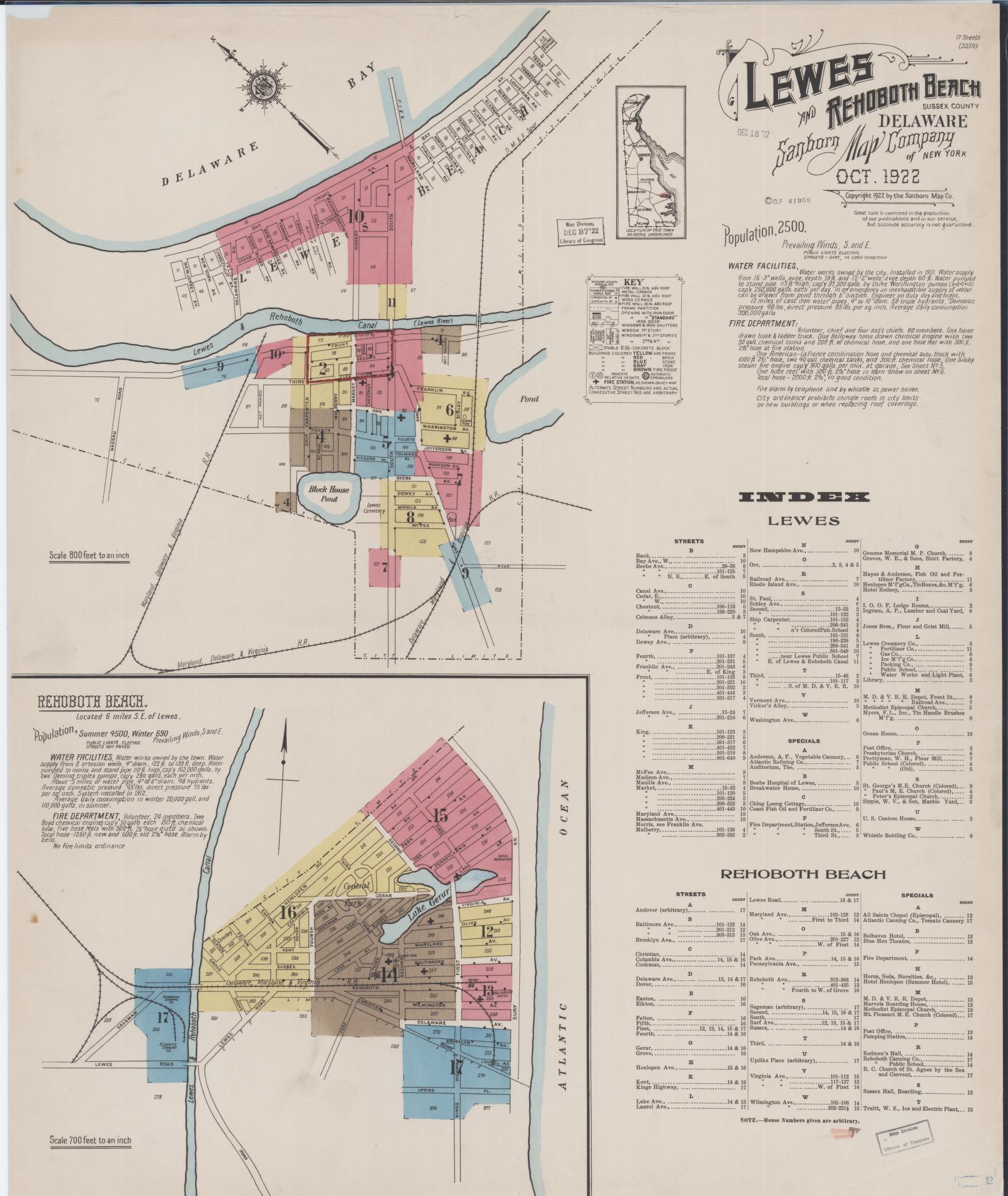 Sanborn Fire Insurance Map from Lewes, Sussex County, Delaware. (1922) – Historic Sanborn Fire Insurance Map Print