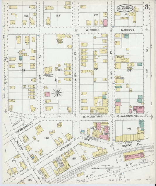 Sanborn Fire Insurance Map from Mount Vernon, Westchester County, New York (1892), Sheet #0003 - Historic Sanborn Fire Insurance Map Print, vintage old map wall art, antique decor, genealogy gift, New York New York map