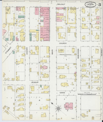Sanborn Fire Insurance Map from Carmi, White County, Illinois (1893), Sheet #0003 - Complete Map Set gallery image, historic Sanborn map, vintage wall art, Illinois Illinois