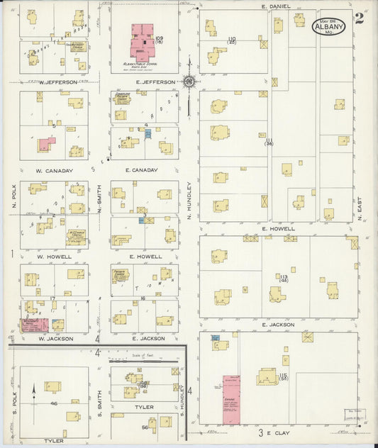 Sanborn Fire Insurance Map from Albany, Gentry County, Missouri (1916), Sheet #0002 - Historic Sanborn Fire Insurance Map Print, vintage old map wall art, antique decor, genealogy gift, Missouri Missouri map
