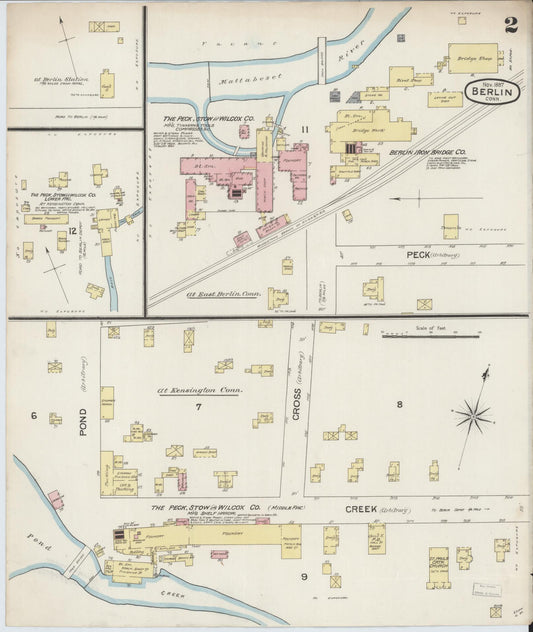 Sanborn Fire Insurance Map from Berlin, Hartford County, Connecticut (1887), Sheet #0002 - Historic Sanborn Fire Insurance Map Print, vintage old map wall art, antique decor, genealogy gift, Connecticut Connecticut map