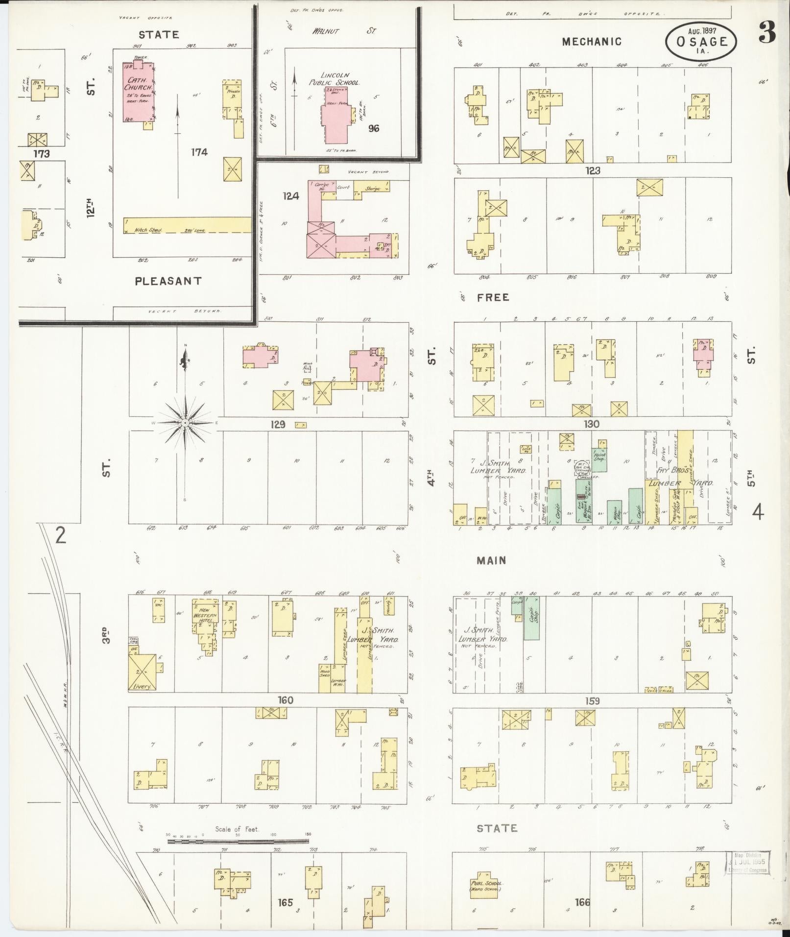 Sanborn Fire Insurance Map from Osage, Mitchell County, Iowa (1897), Sheet #0003 - Historic Sanborn Fire Insurance Map Print