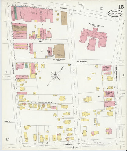Sanborn Fire Insurance Map from Charleston, Kanawha County, West Virginia (1907), Sheet #0015 - Complete Map Set gallery image, historic Sanborn map, vintage wall art, West Virginia West Virginia