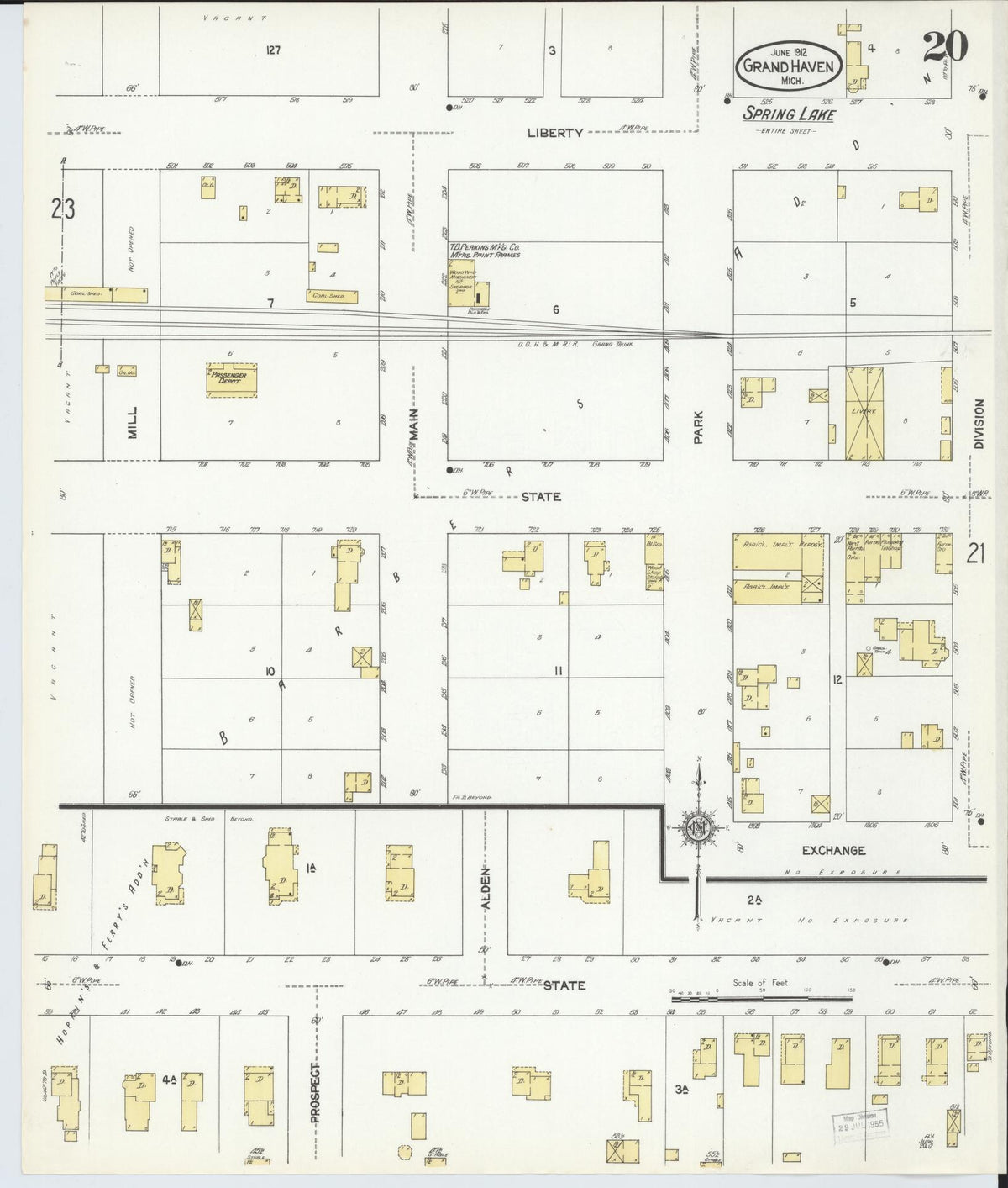 Sanborn Fire Insurance Map from Grand Haven, Ottawa County, Michigan (1912), Sheet #0020 - Complete Map Set gallery image, historic Sanborn map, vintage wall art, Michigan Michigan