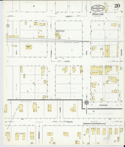 Sanborn Fire Insurance Map from Grand Haven, Ottawa County, Michigan (1912), Sheet #0020 - Complete Map Set gallery image, historic Sanborn map, vintage wall art, Michigan Michigan