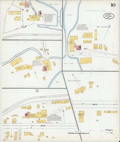 Sanborn Fire Insurance Map from Athol, Worcester County, Massachusetts (1900), Sheet #0010 - Historic Sanborn Fire Insurance Map Print, vintage old map wall art, antique decor, genealogy gift, Massachusetts Massachusetts map