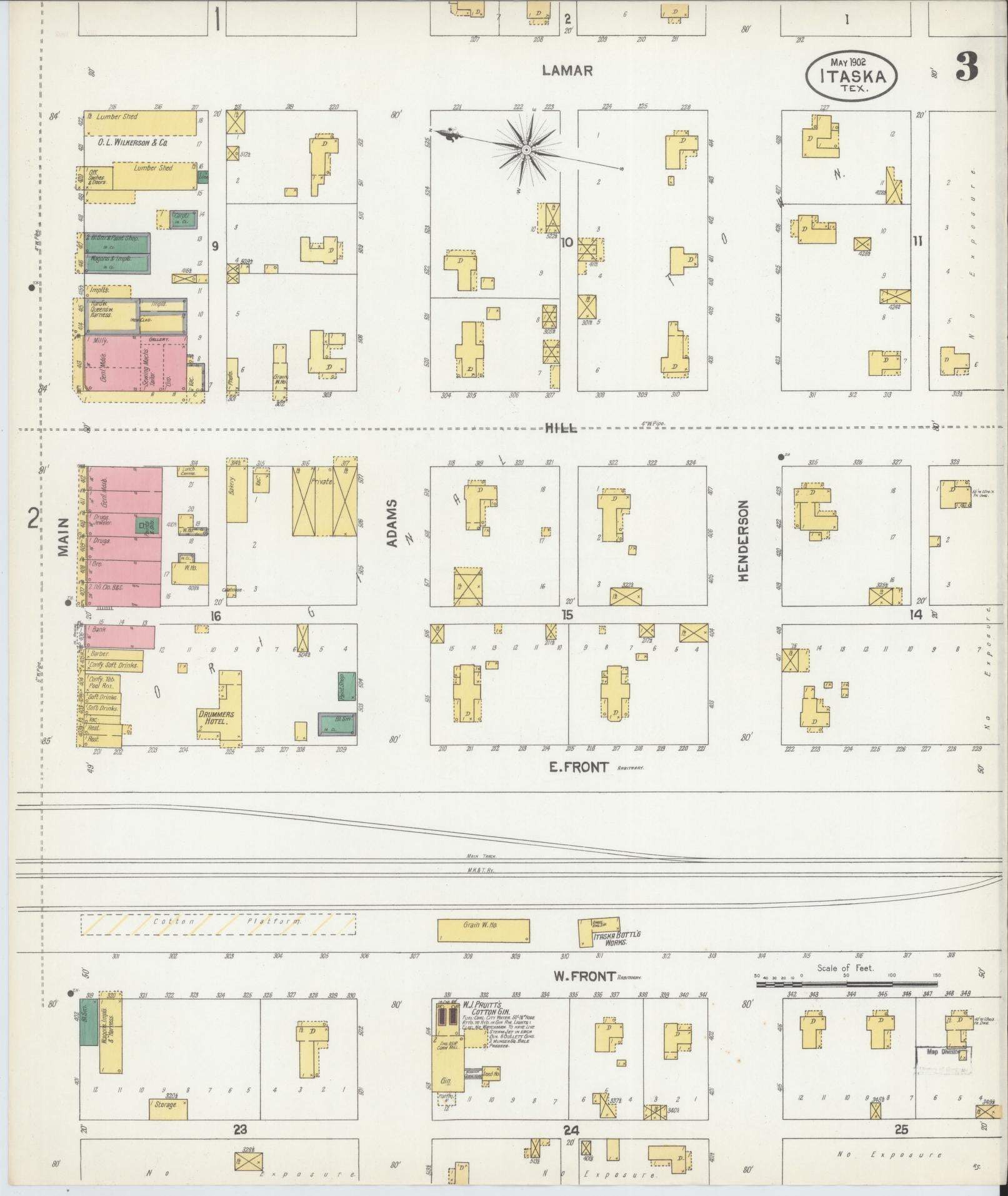 Sanborn Fire Insurance Map from Itasca, Hill County, Texas (1902), Sheet #0003 - Historic Sanborn Fire Insurance Map Print, vintage old map wall art, antique decor, genealogy gift, Texas Texas map