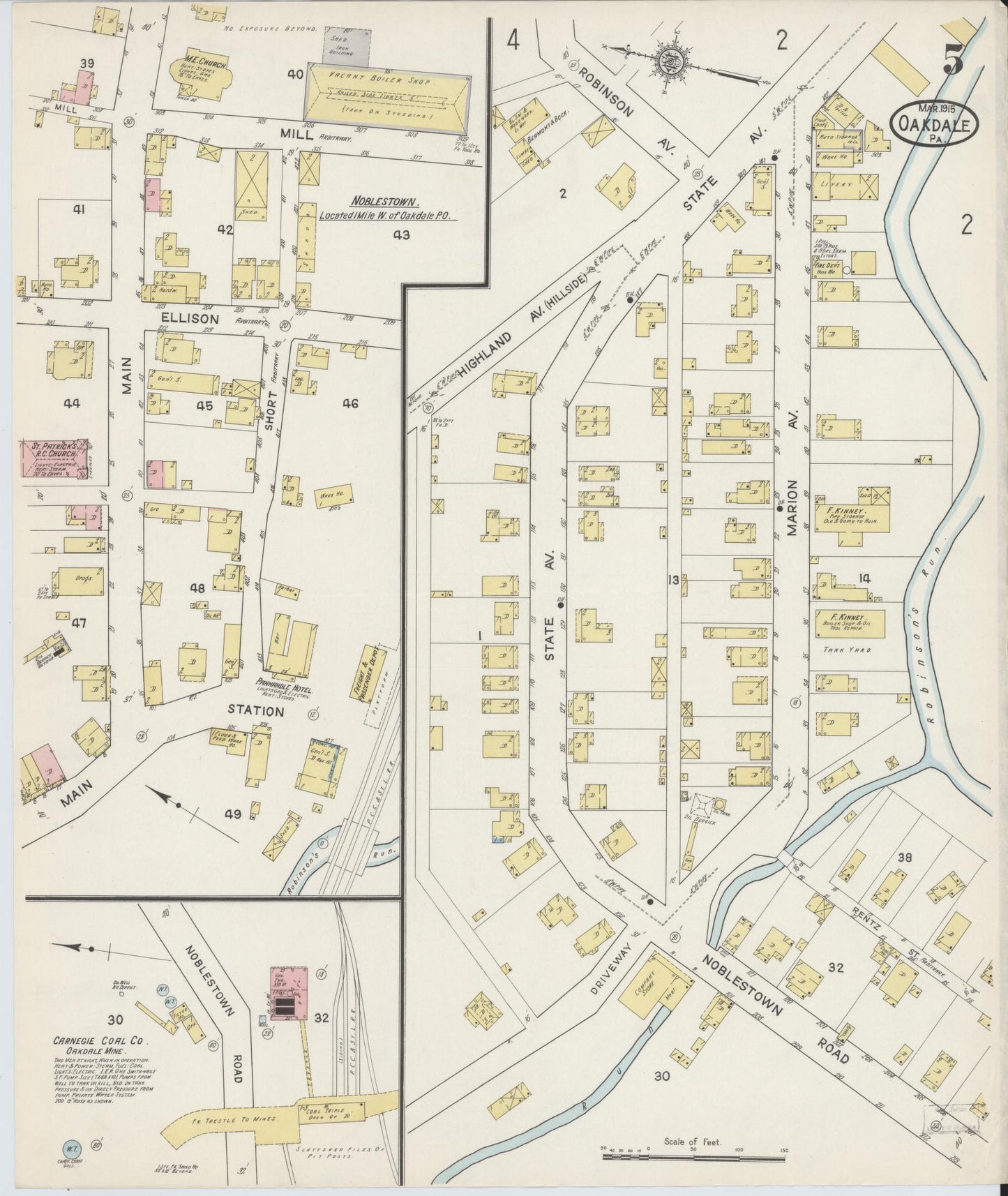 Sanborn Fire Insurance Map from Oakdale, Allegheny County, Pennsylvania (1915), Sheet #0005 - Complete Map Set gallery image, historic Sanborn map, vintage wall art, Pennsylvania Pennsylvania