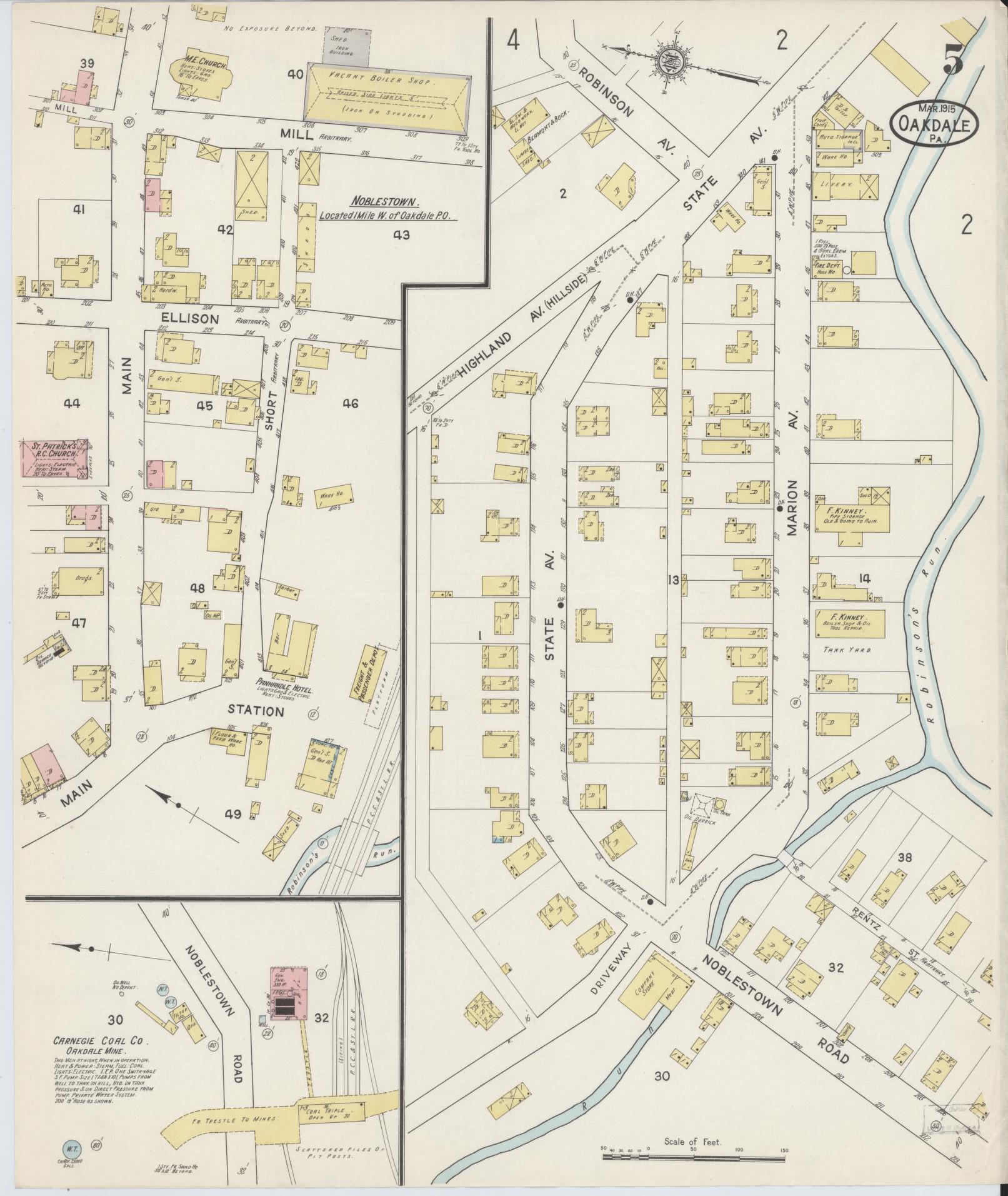 Sanborn Fire Insurance Map from Oakdale, Allegheny County, Pennsylvania (1915), Sheet #0005 - Complete Map Set gallery image, historic Sanborn map, vintage wall art, Pennsylvania Pennsylvania