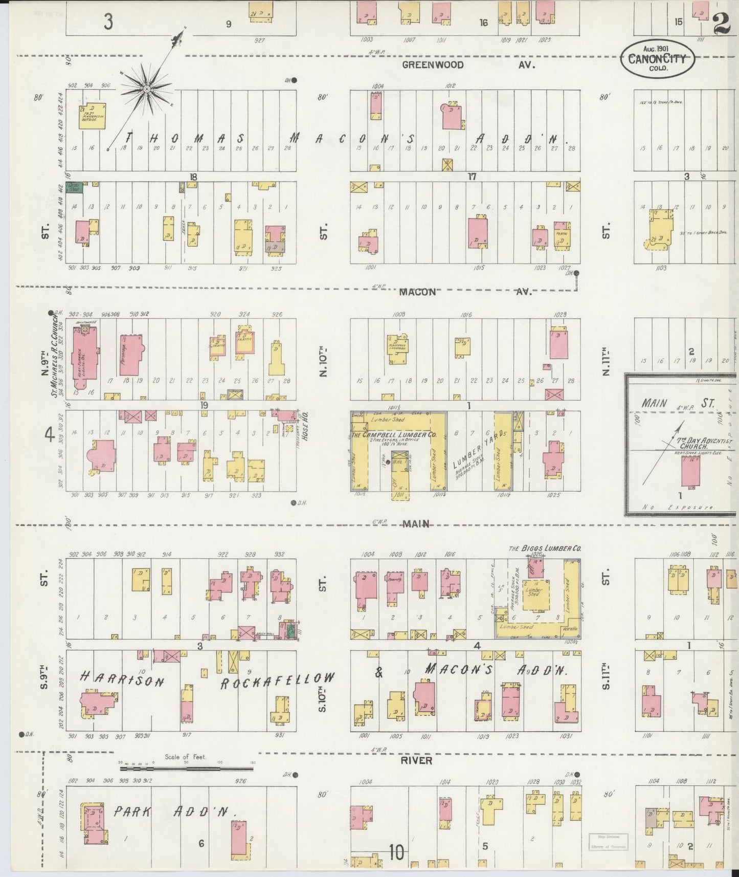 Sanborn Fire Insurance Map from Canon City, Fremont County, Colorado (1901), Sheet #0002 - Complete Map Set gallery image, historic Sanborn map, vintage wall art, Colorado Colorado