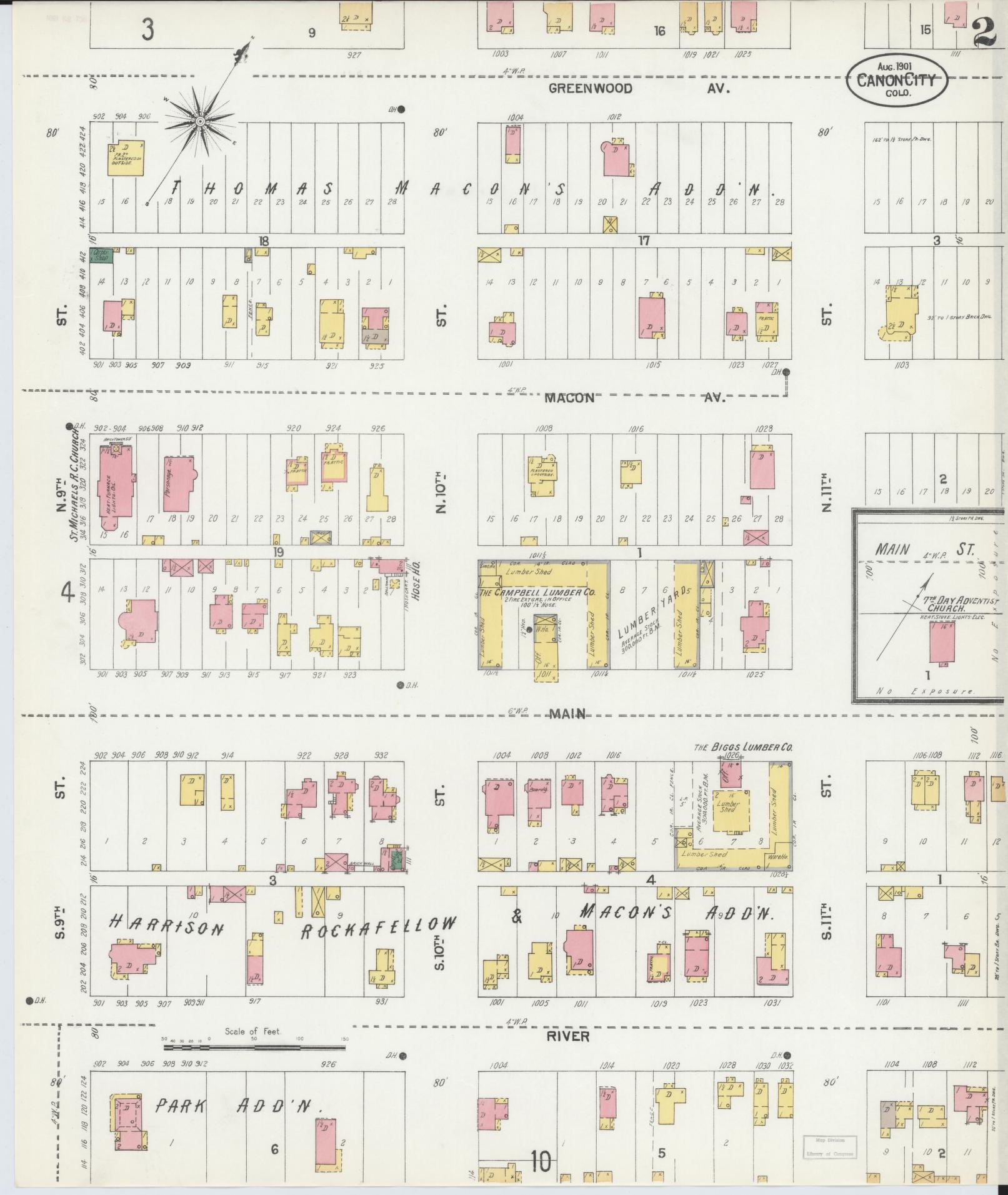 Sanborn Fire Insurance Map from Canon City, Fremont County, Colorado (1901), Sheet #0002 - Complete Map Set gallery image, historic Sanborn map, vintage wall art, Colorado Colorado