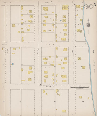 Sanborn Fire Insurance Map from Omak, Okanogan County, Washington (1922), Sheet #0005 - Complete Map Set gallery image, historic Sanborn map, vintage wall art, Washington Washington