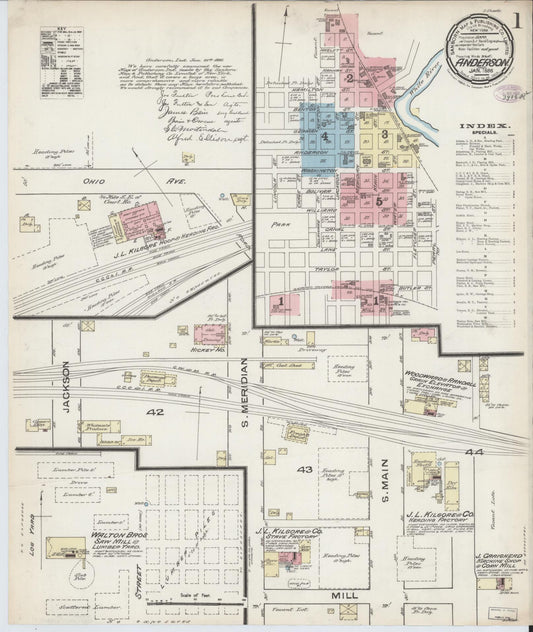 Sanborn Fire Insurance Map from Anderson, Madison County, Indiana (1886), Sheet #0001 - Complete Map Set gallery image, historic Sanborn map, vintage wall art, Indiana Indiana