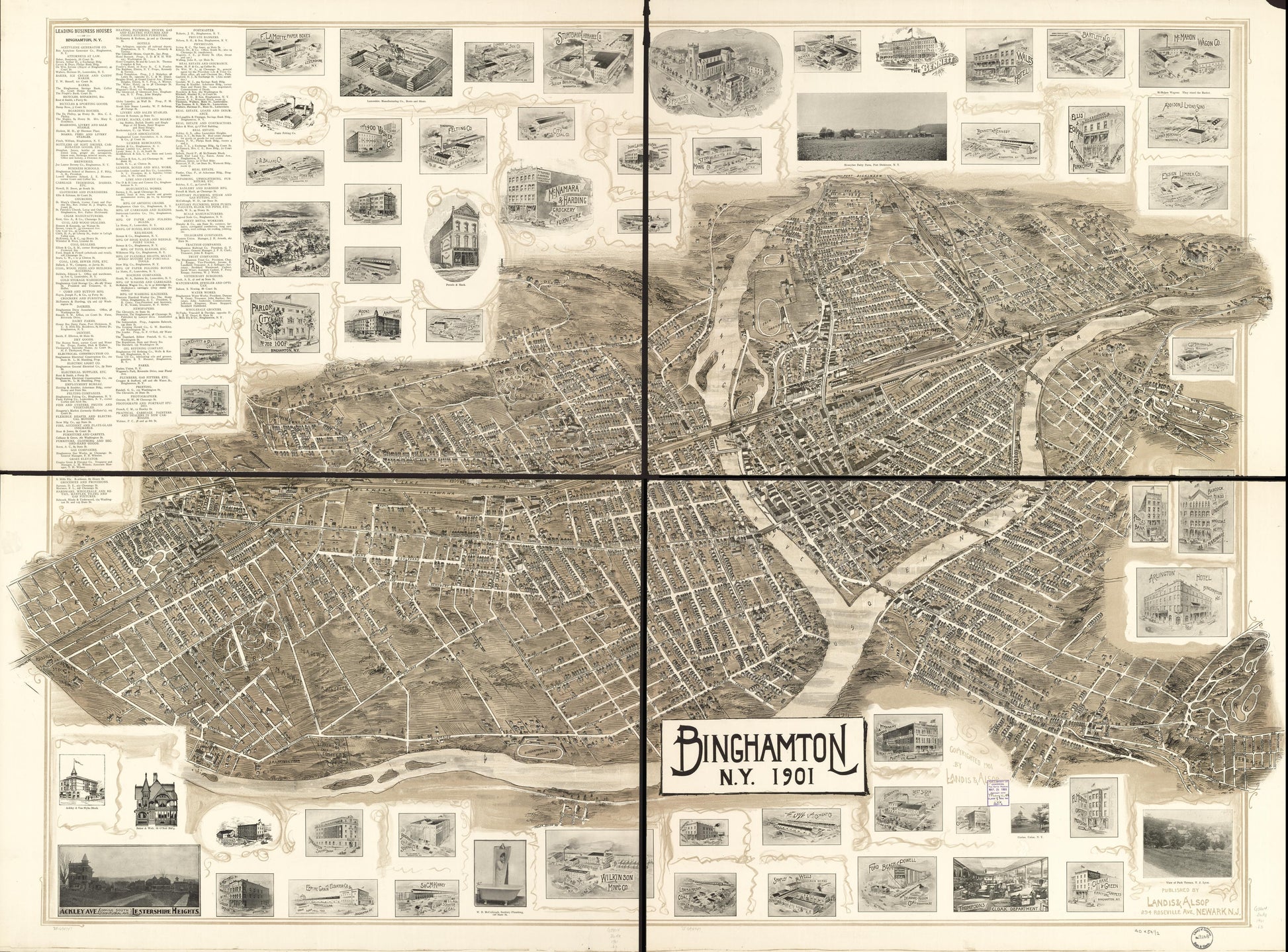 Binghamton, N.Y. 1901. (1901) – Historic Bird’s-Eye View Panorama Print