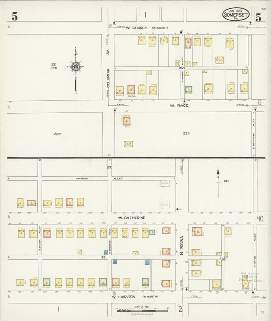 Sanborn Fire Insurance Map from Somerset, Somerset County, Pennsylvania (1924), Sheet #0005 - Historic Sanborn Fire Insurance Map Print, vintage old map wall art, antique decor, genealogy gift, Pennsylvania Pennsylvania map