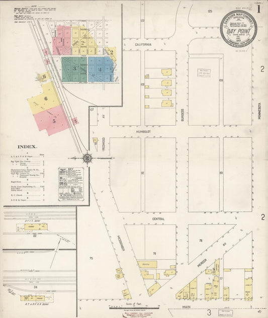 Sanborn Fire Insurance Map from Bay Point, Contra Costa County, California (1919), Sheet #0001 - Historic Sanborn Fire Insurance Map Print, vintage old map wall art, antique decor, genealogy gift, California California map