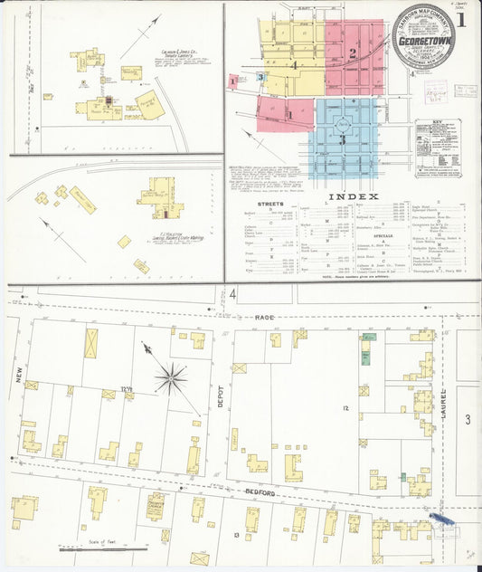 Sanborn Fire Insurance Map from Georgetown, Sussex County, Delaware (1904), Sheet #0001 - Historic Sanborn Fire Insurance Map Print, vintage old map wall art, antique decor, genealogy gift, Delaware Delaware map
