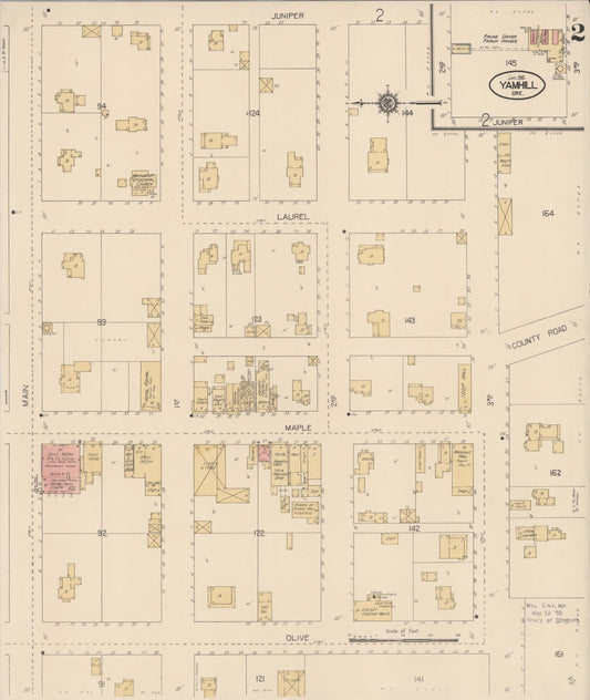 Sanborn Fire Insurance Map from Yamhill, Yamhill County, Oregon (1913), Sheet #0002 - Historic Sanborn Fire Insurance Map Print, vintage old map wall art, antique decor, genealogy gift, Oregon Oregon map