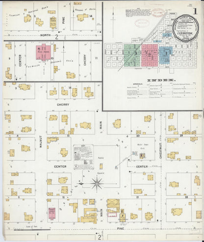 Sanborn Fire Insurance Map from Lexington, McLean County, Illinois (1899), Sheet #0001 - Complete Map Set gallery image, historic Sanborn map, vintage wall art, Illinois Illinois