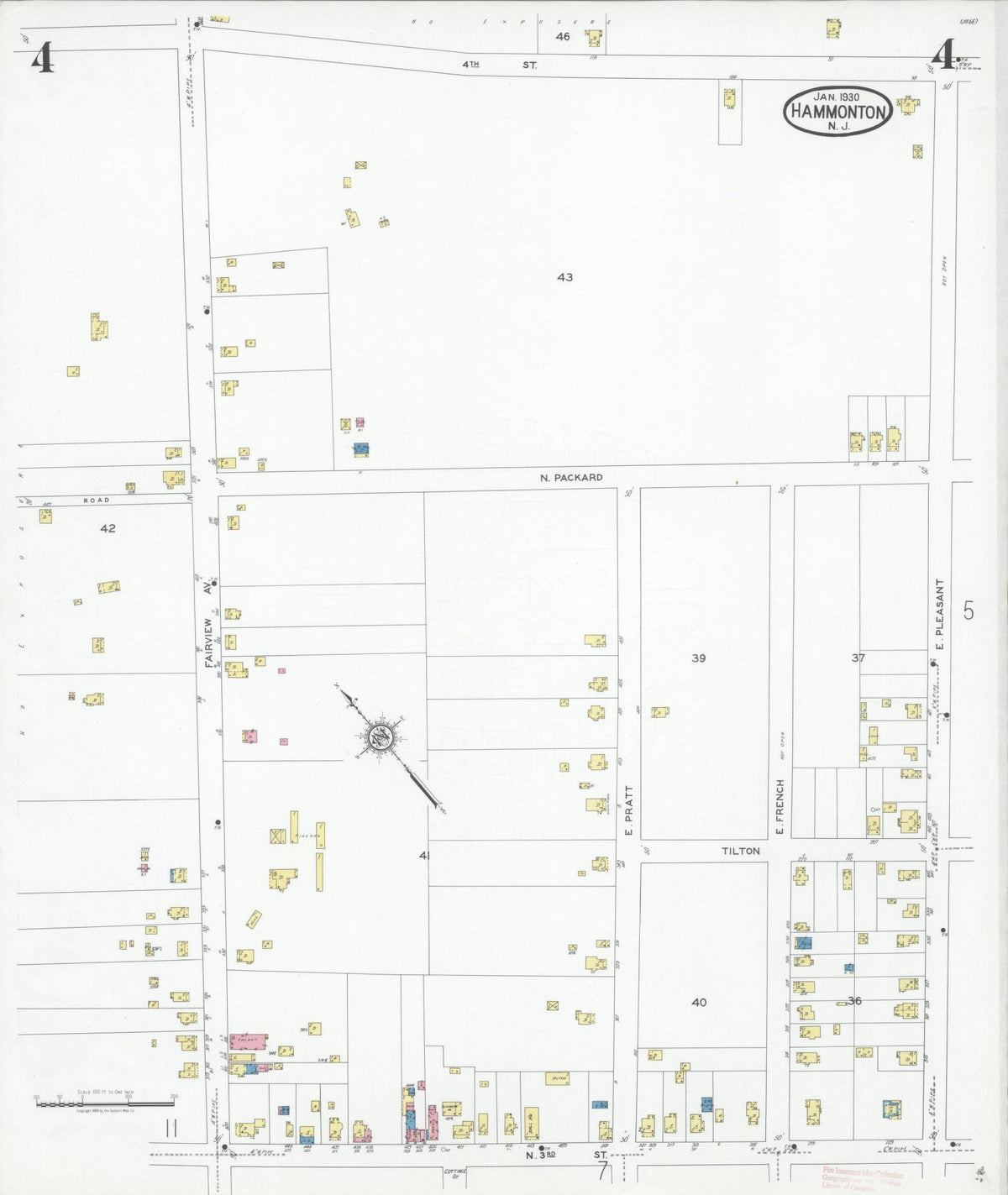Sanborn Fire Insurance Map from Hammonton, Atlantic County, New Jersey (1930), Sheet #0004 - Complete Map Set gallery image, historic Sanborn map, vintage wall art, New Jersey New Jersey