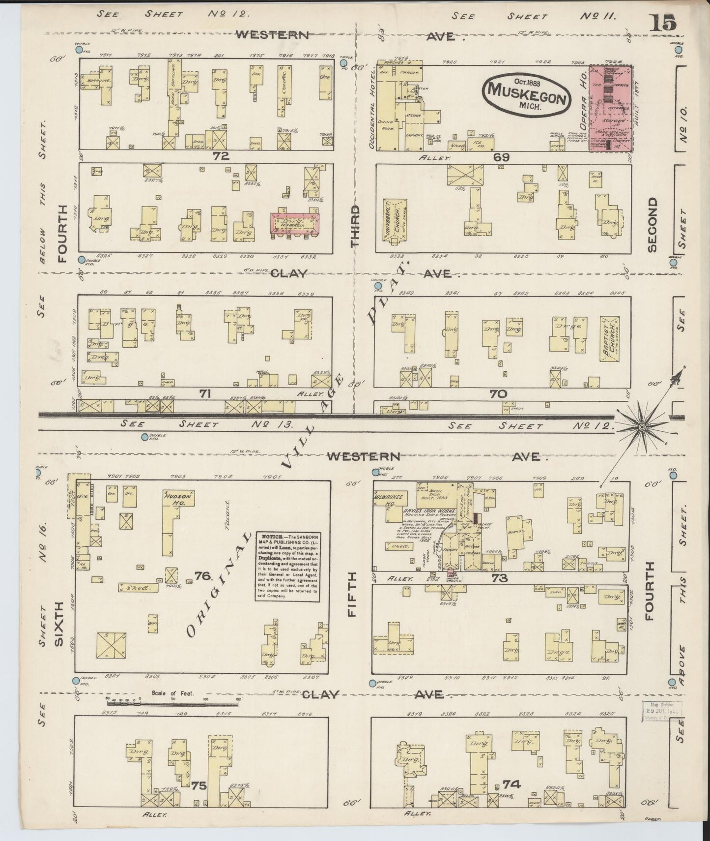 Sanborn Fire Insurance Map from Muskegon, Muskegon County, Michigan (1883), Sheet #0015 - Complete Map Set gallery image, historic Sanborn map, vintage wall art, Michigan Michigan