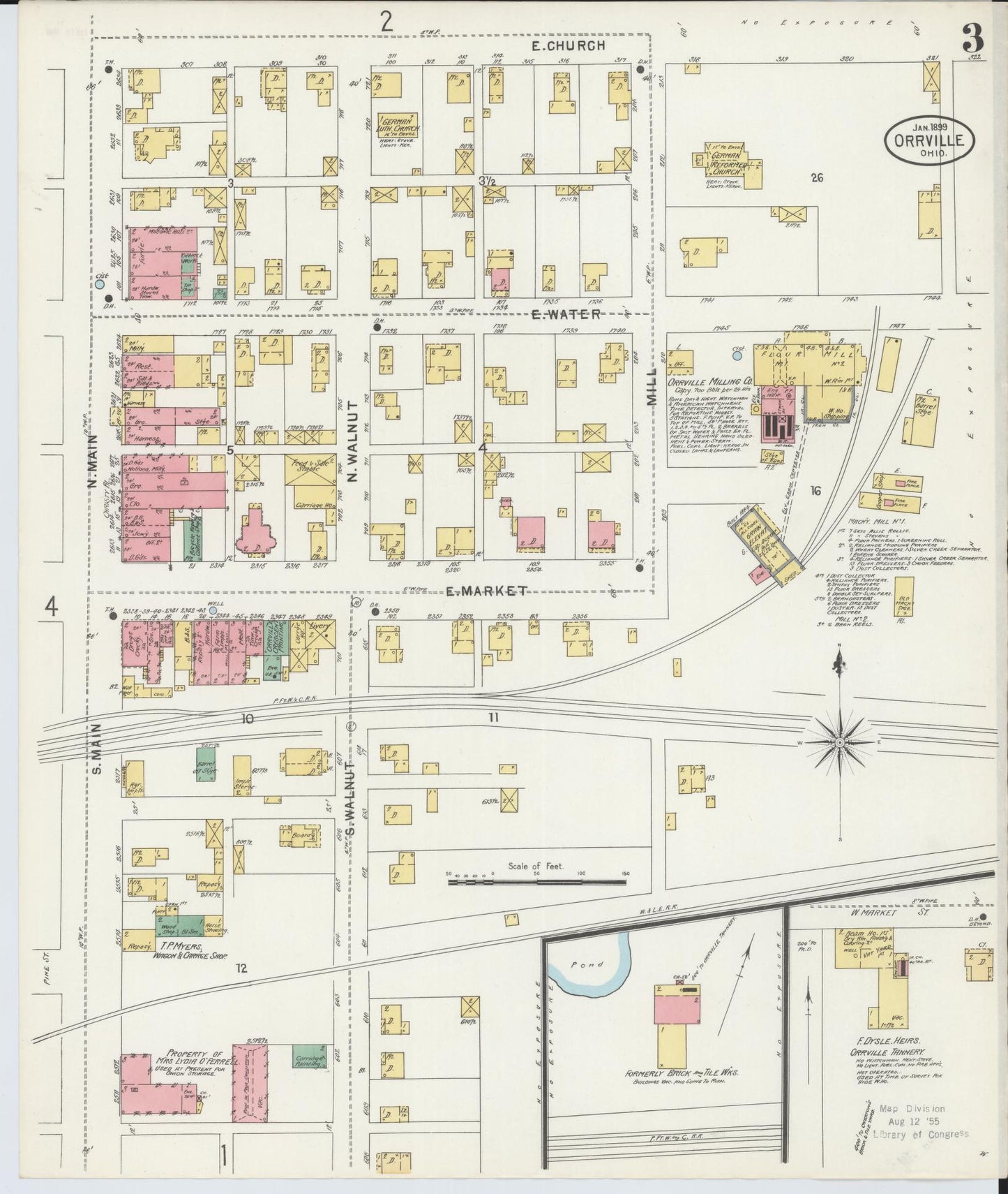 Sanborn Fire Insurance Map from Orrville, Wayne County, Ohio (1899), Sheet #0003 - Complete Map Set gallery image, historic Sanborn map, vintage wall art, Ohio Ohio